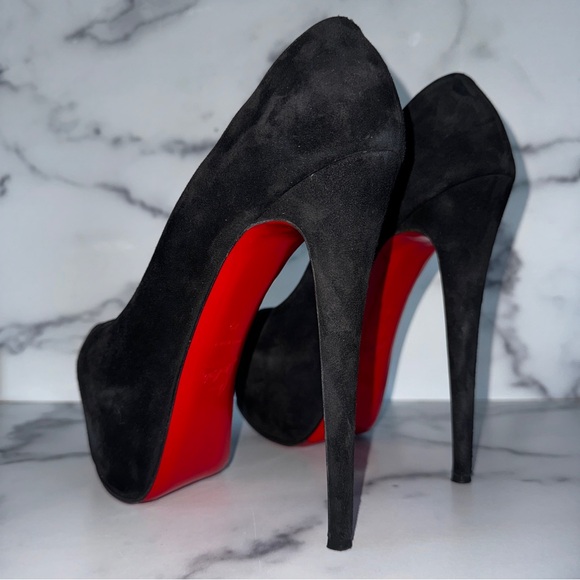 Christian Louboutin Daffodile Black Suede Platform Pumps Size US 12 / EU 42 - Picture 7 of 12
